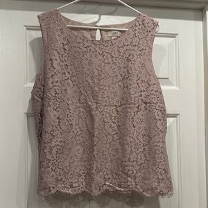 LOFT Lace Sleeveless Blouse - Mauve
